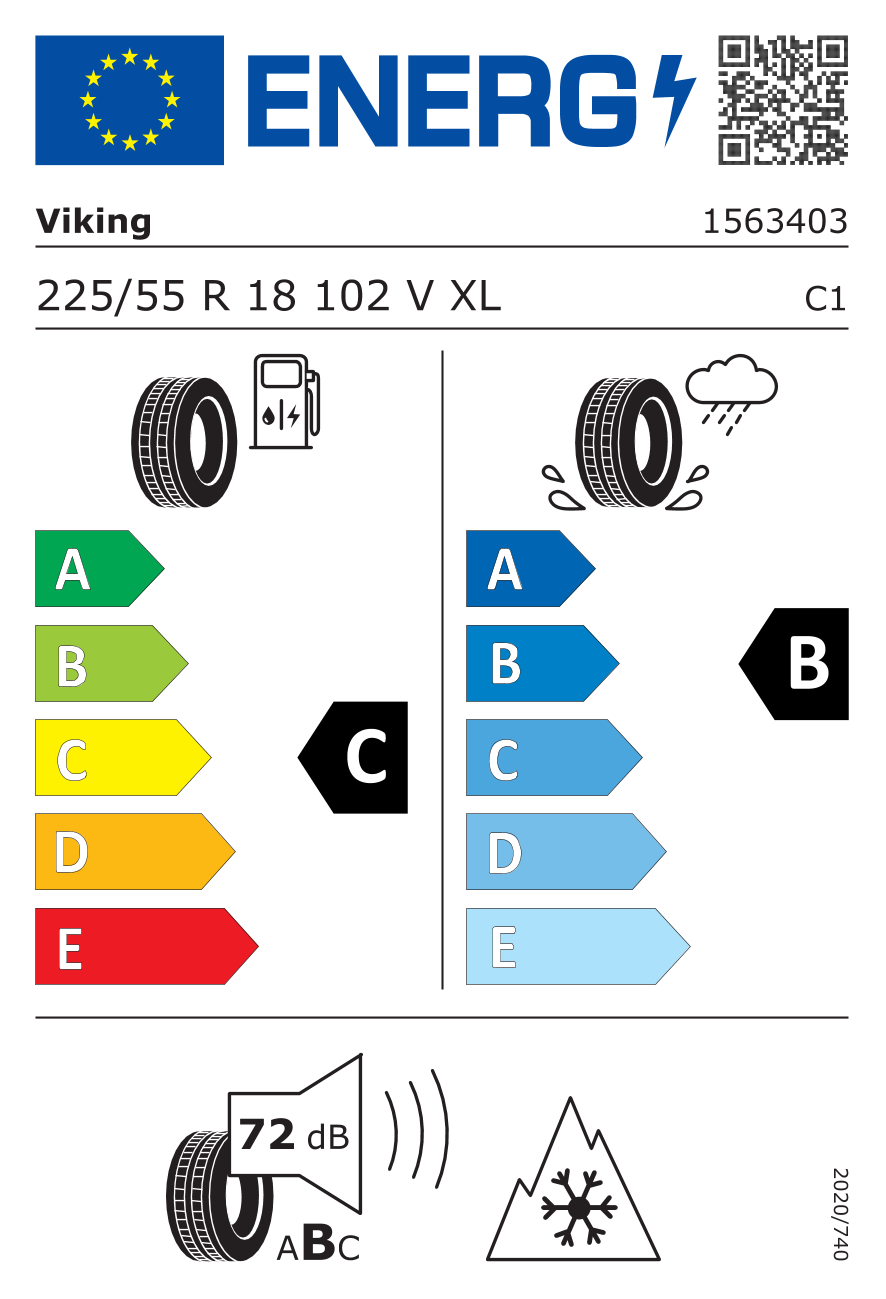 VIKING FOURTECH+X XL 225/55 R18 102V - европейски етикет