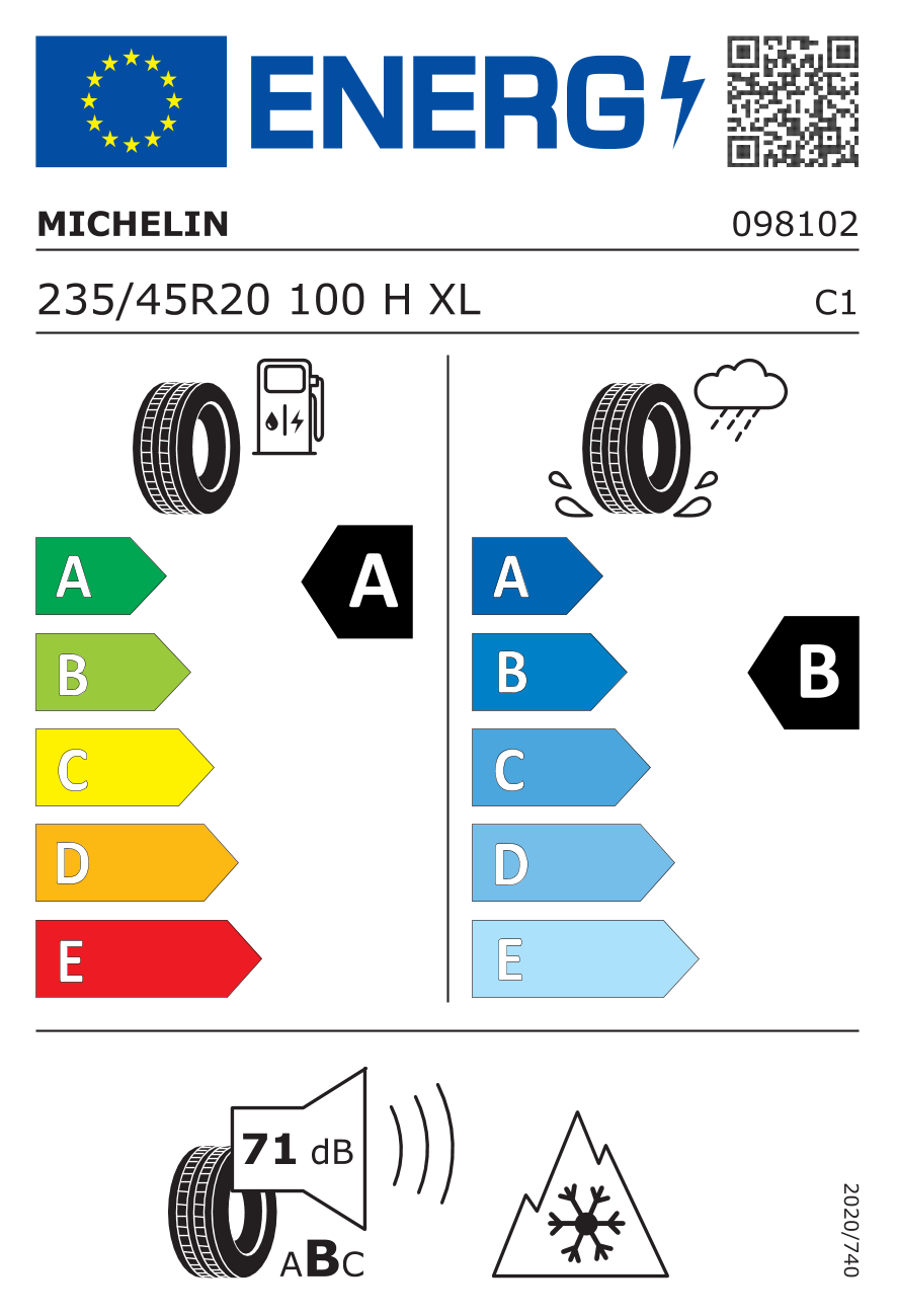 MICHELIN CrossClimate 2 SUV XL VOLVO 235/45 R20 100H - европейски етикет