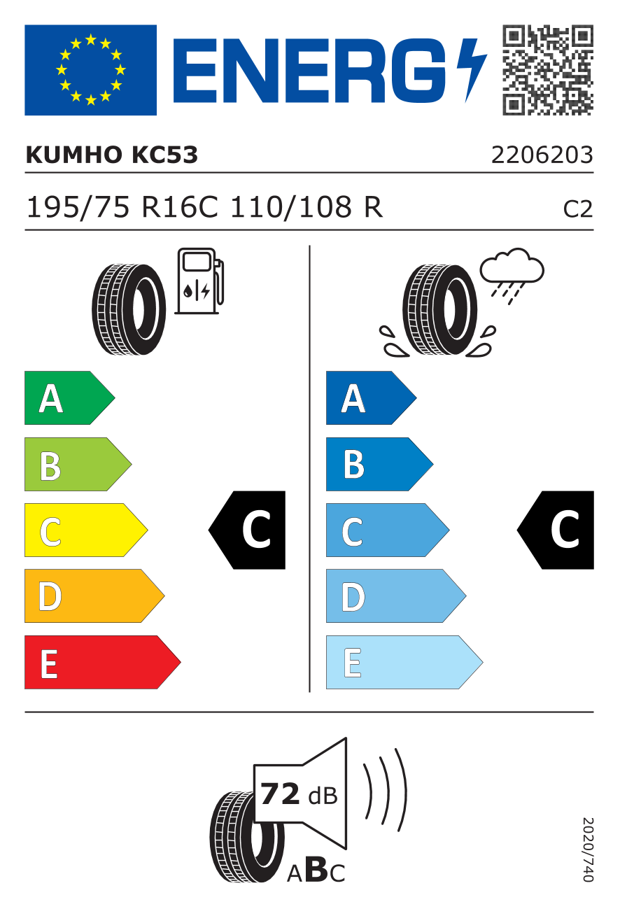 KUMHO KC53 195/75 R16 110R - европейски етикет