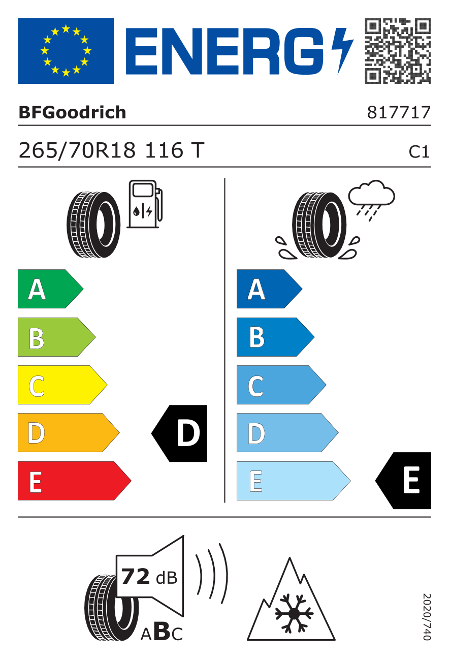 BF GOODRICH TRAIL-TERRAIN T/A 265/70 R18 116T - европейски етикет