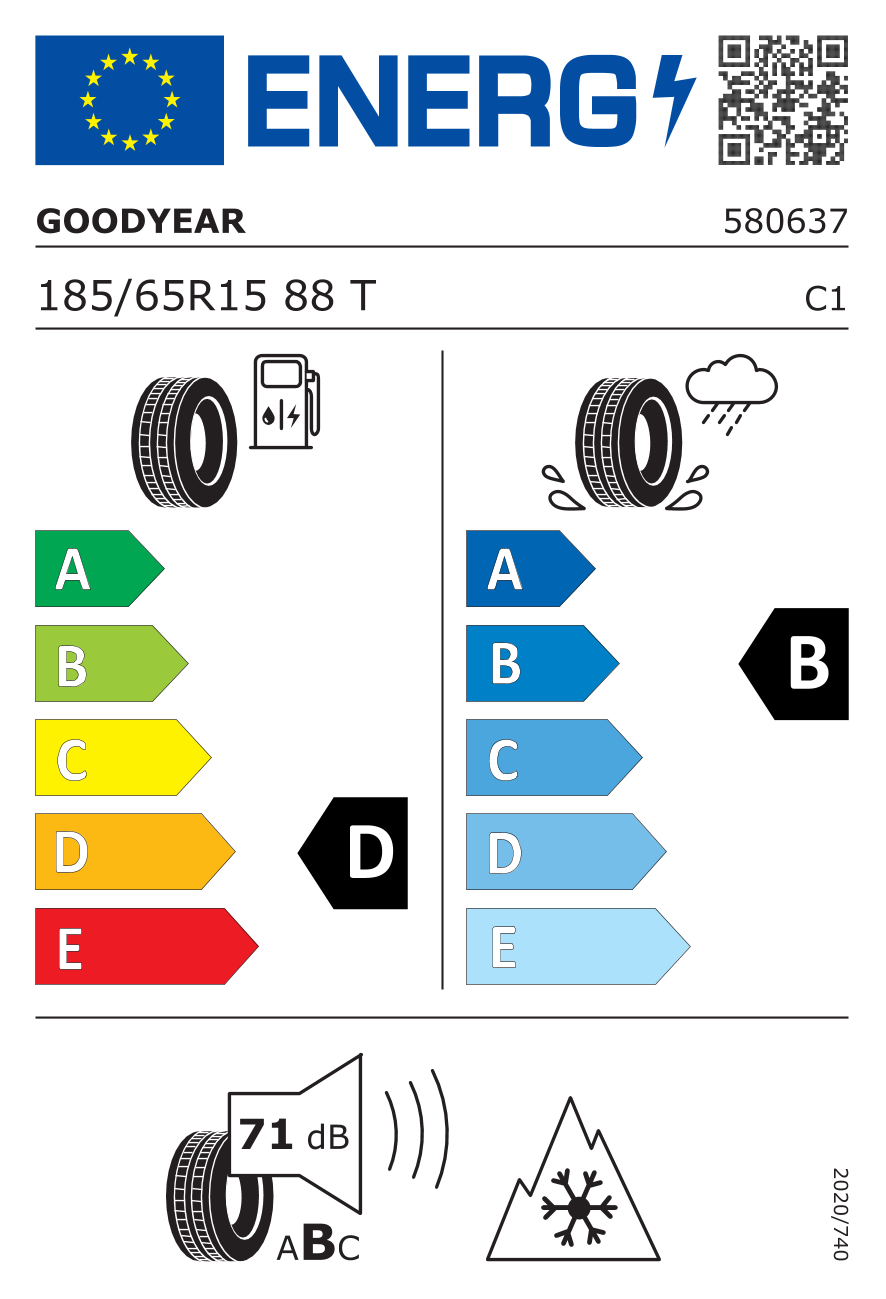 GOODYEAR ULTRAGRIP PERFORMANCE 3 185/65 R15 88T - европейски етикет