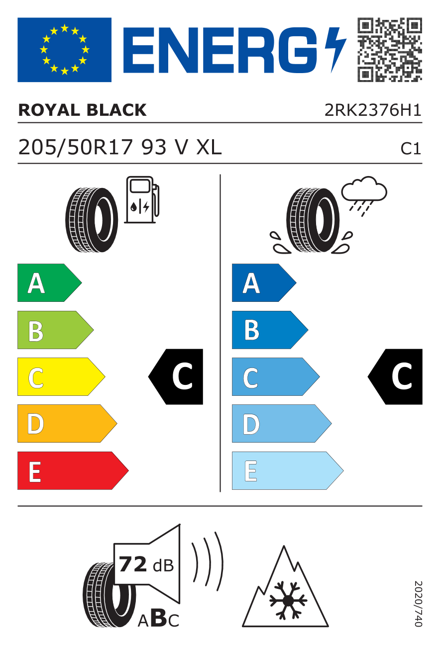 ROYALBLACK ROYALWINTER UHP XL 205/50 R17 93V - европейски етикет