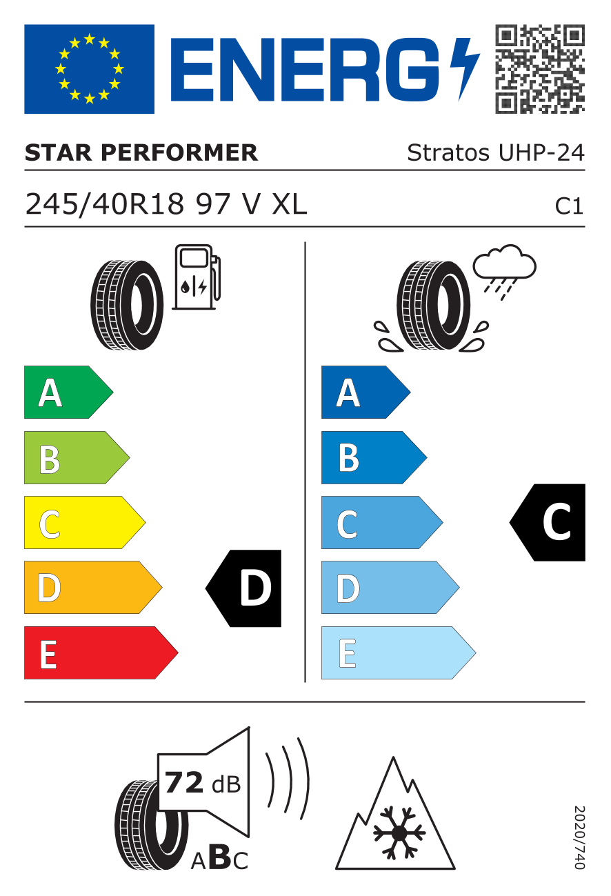 Star Performer Stratos UHP XL 245/40 R18 97V - европейски етикет