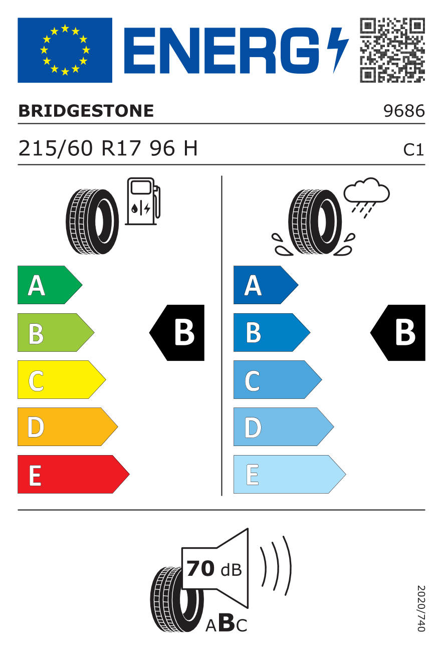 BRIDGESTONE TURANZA T001 215/60 R17 96H - европейски етикет