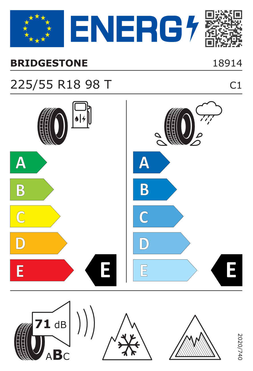 BRIDGESTONE DM-V3 225/55 R18 98T - европейски етикет