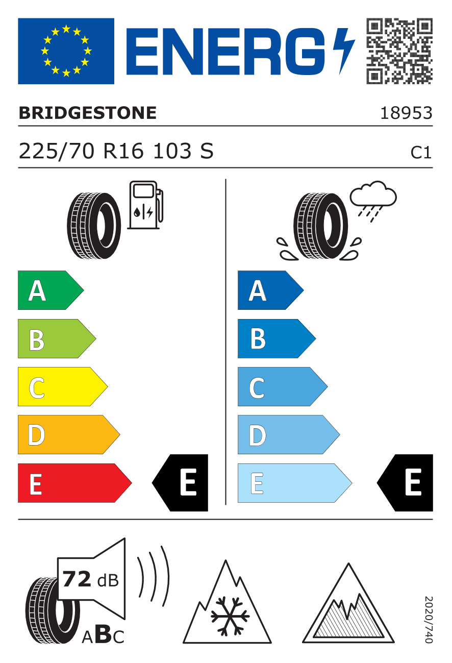 BRIDGESTONE DM-V3 225/70 R16 103S - европейски етикет