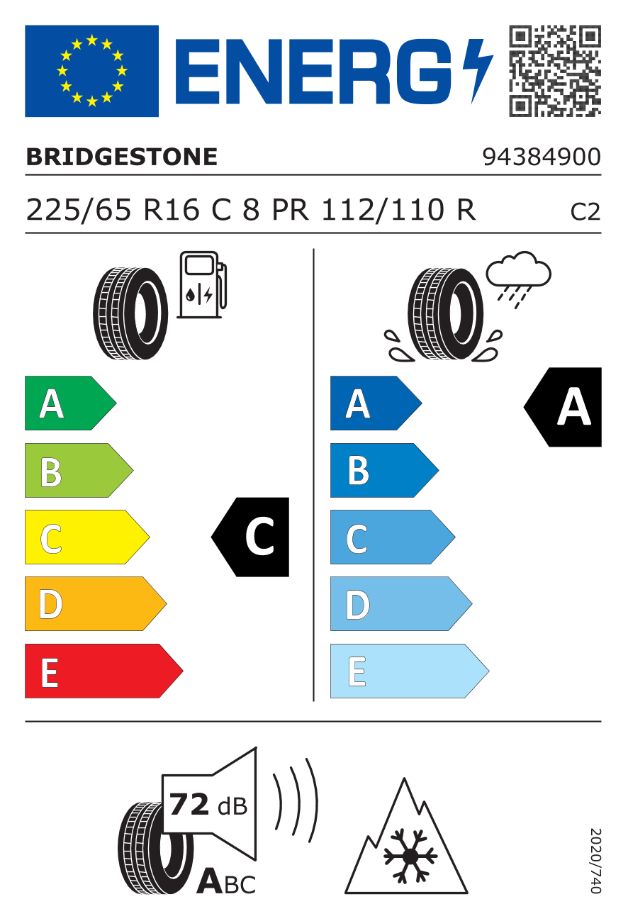 BRIDGESTONE DURA/S 225/65 R16 112R - европейски етикет
