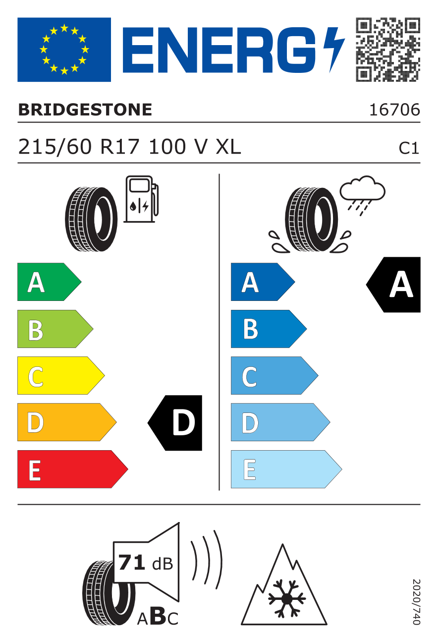 BRIDGESTONE LM-005 XL RFT 215/60 R17 100V - европейски етикет