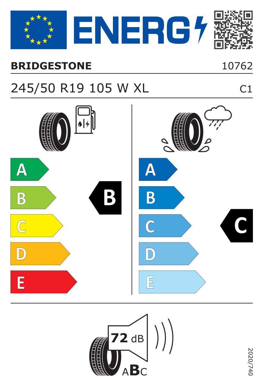 BRIDGESTONE ALENZA 001 * XL XL DOT 2018 245/50 R19 105W - европейски етикет