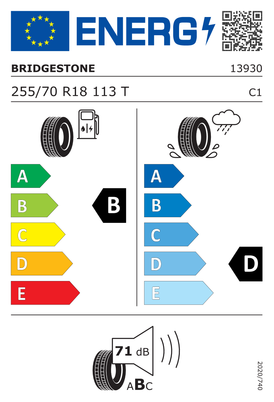 BRIDGESTONE Dueler H/T 685 255/70 R18 113T - европейски етикет