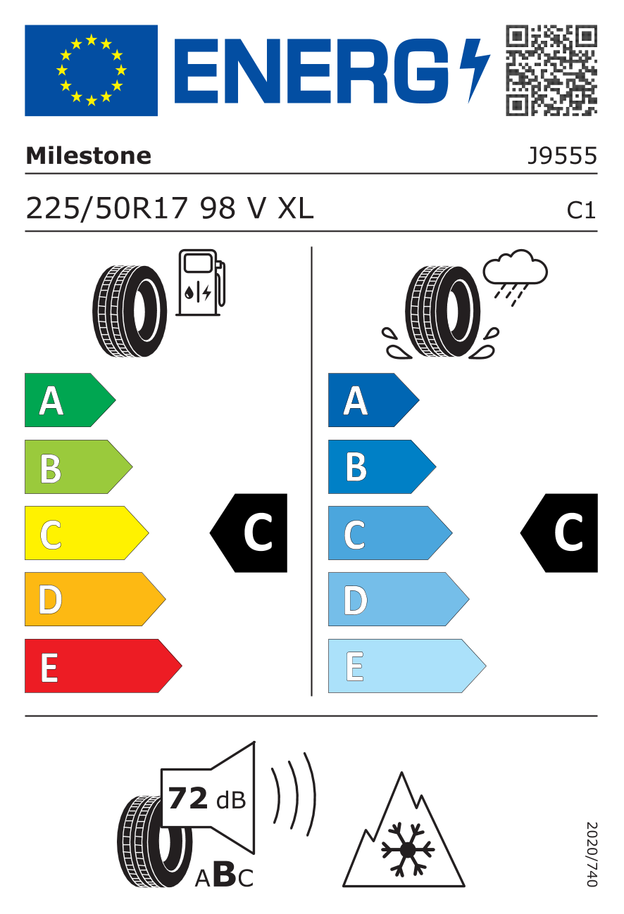 MILESTONE GREEN4SXL 225/50 R17 98V - европейски етикет