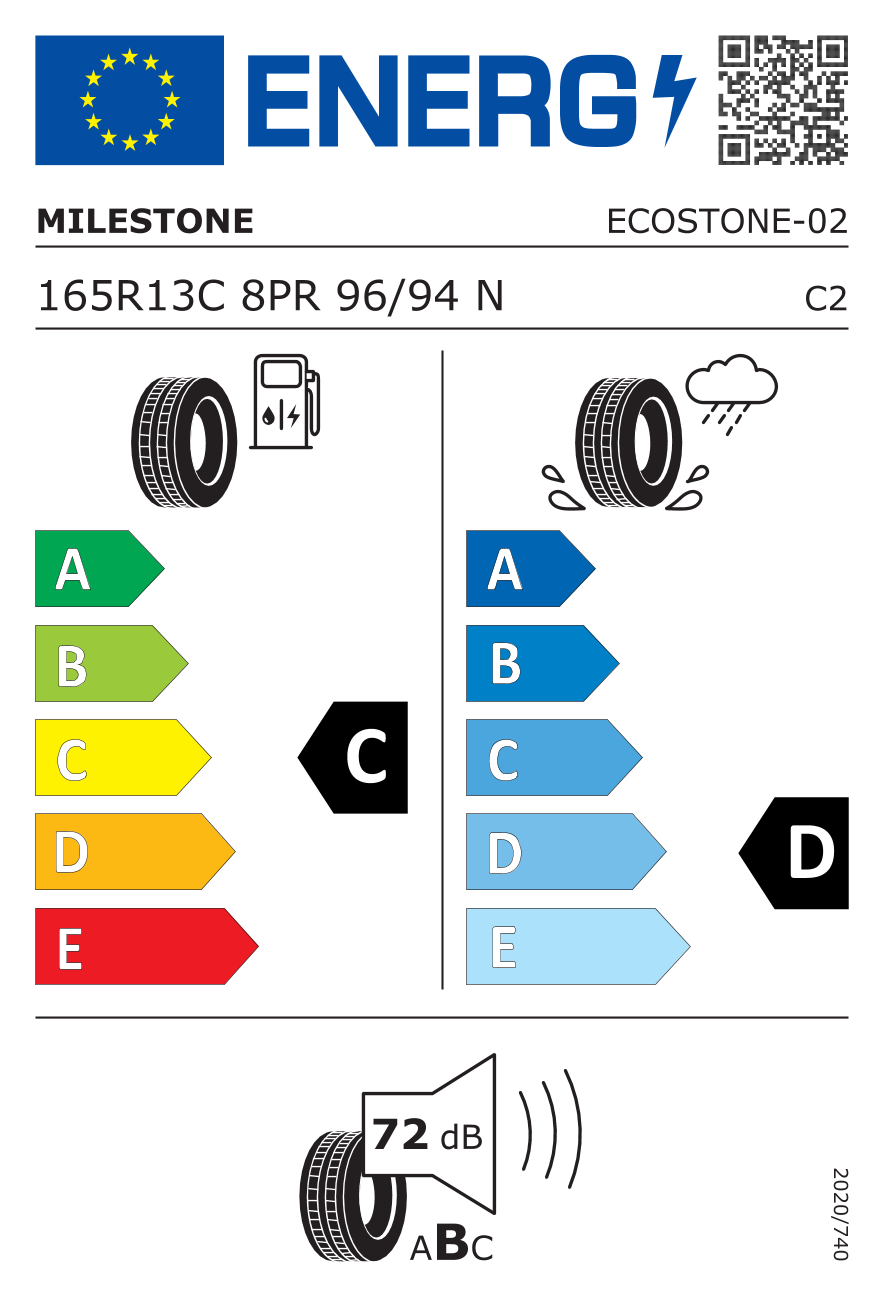 MILESTONE ECO-STONE 165/80 R13 96N - европейски етикет
