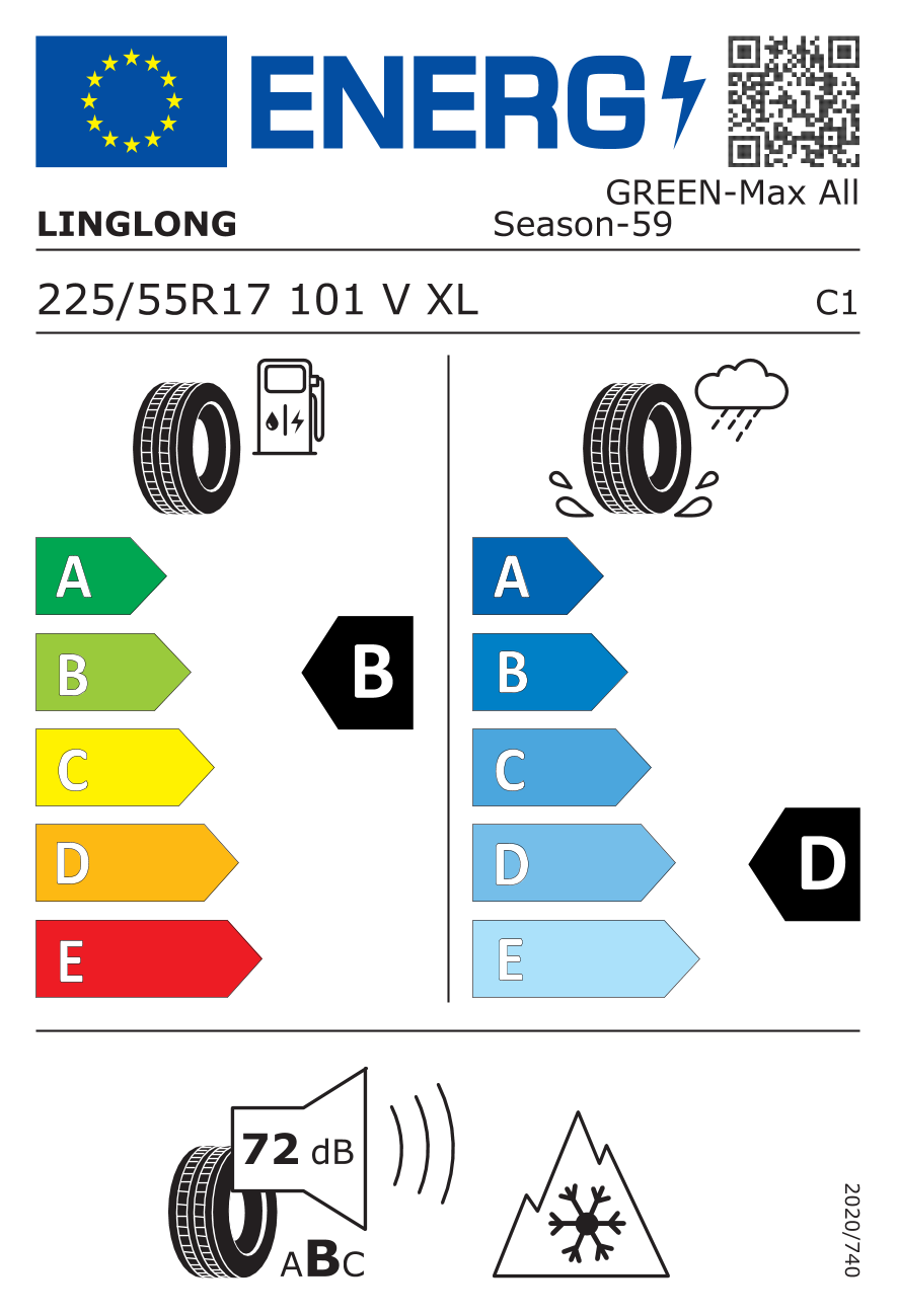 LINGLONG G-MASXL XL 225/55 R17 101V - европейски етикет
