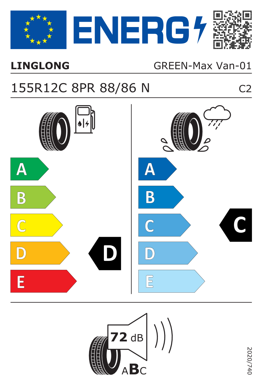 LINGLONG GREENMAXVN 155/80 R12 88N - европейски етикет
