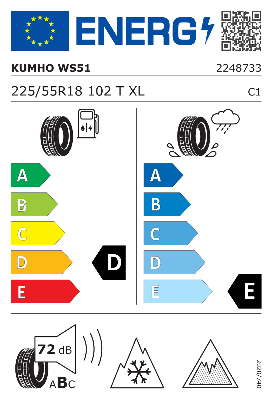 KUMHO WINTERCRAFT WS51 SUV XL 225/55 R18 102T - европейски етикет