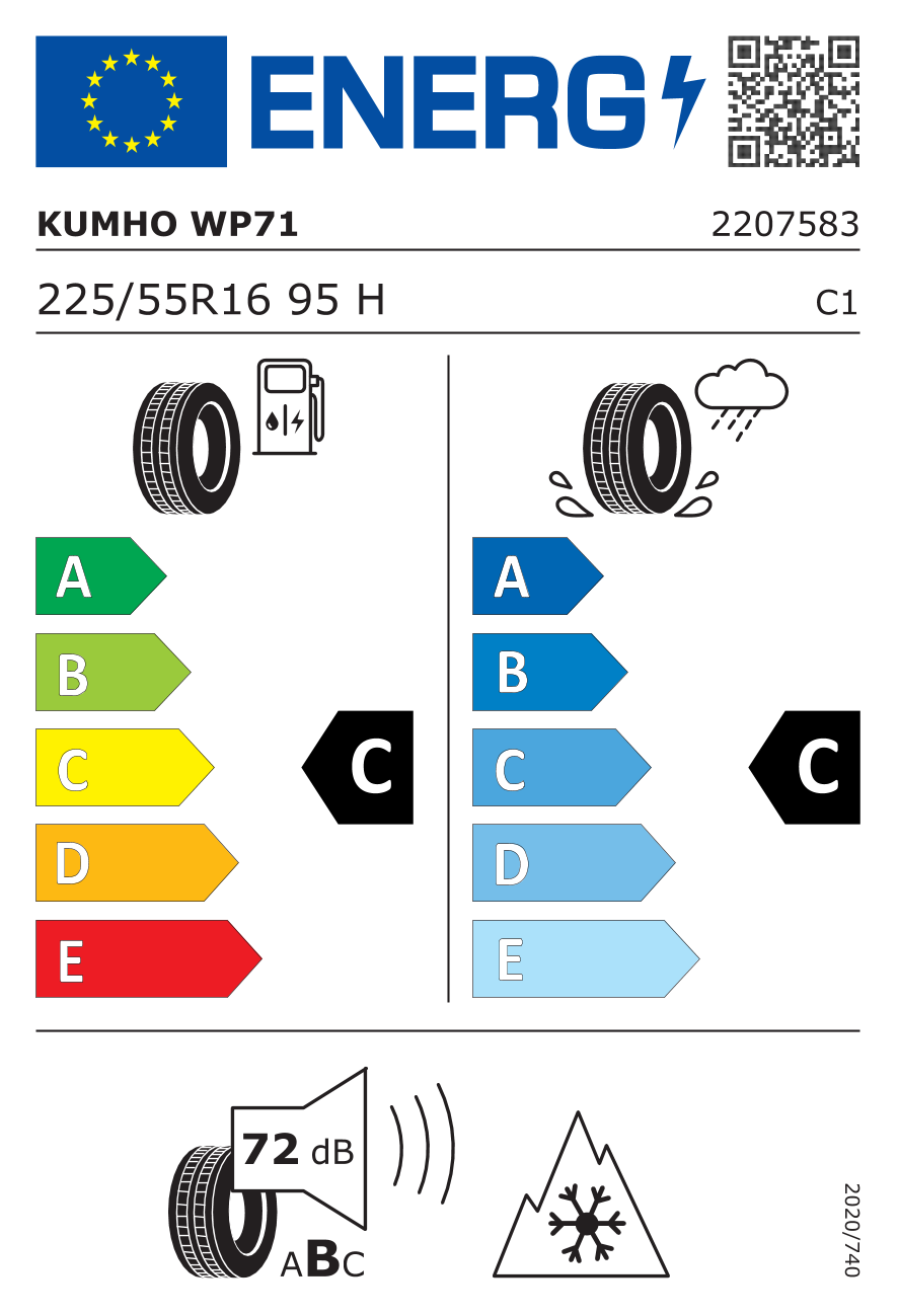 KUMHO WP71 225/55 R16 95H - европейски етикет
