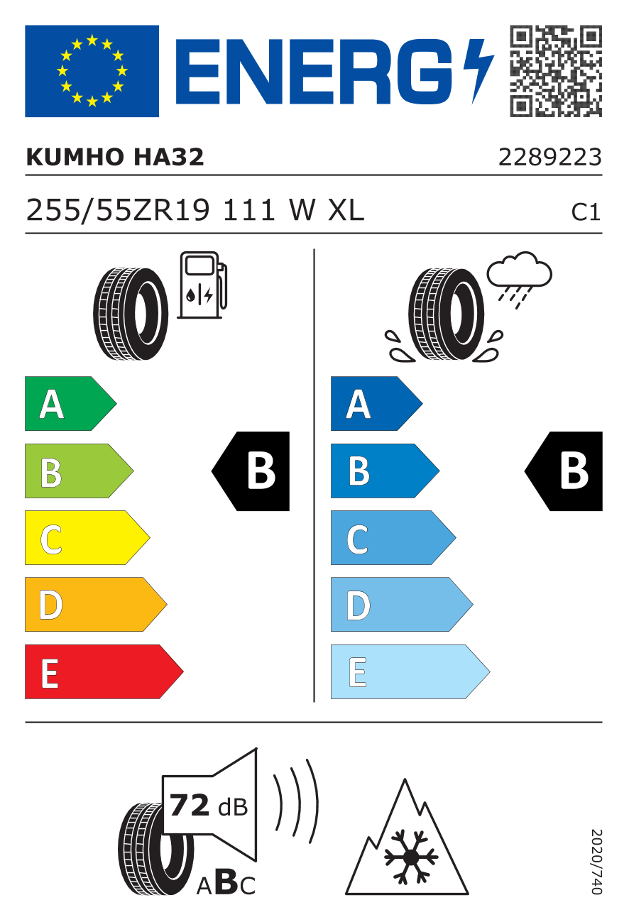 KUMHO HA32 SUV XL 255/55 R19 111W - европейски етикет