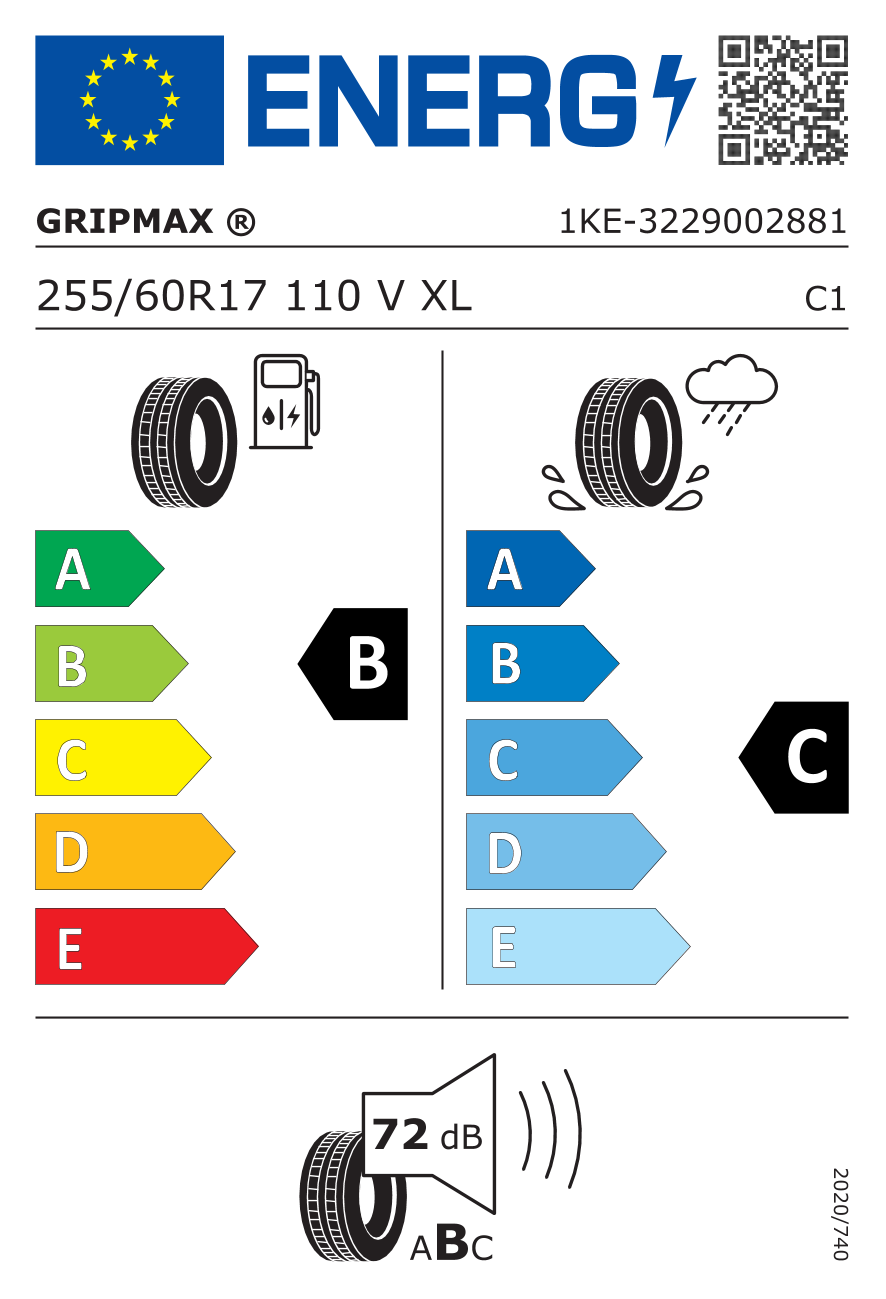 GRIPMAX STATURE HT XL 255/60 R17 110V - европейски етикет