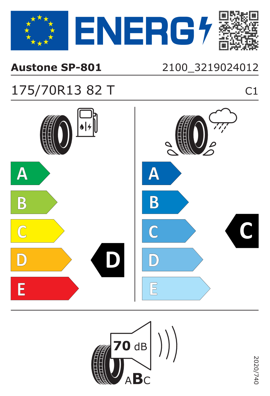 AUSTONE SP801 175/70 R13 82T - европейски етикет