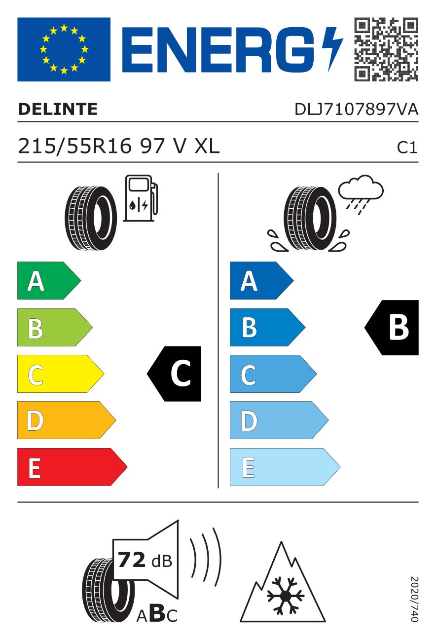 DELINTE AW5XL XL 215/55 R16 97V - европейски етикет