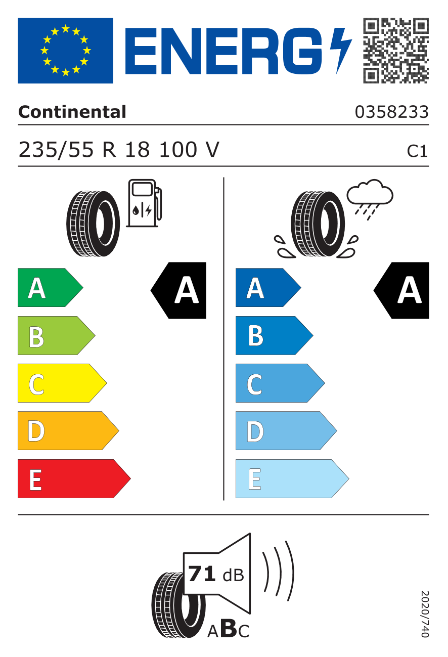 CONTINENTAL ECO 6 235/55 R18 100V - европейски етикет