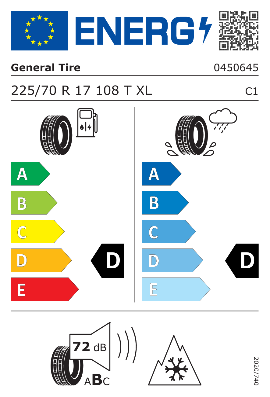 GENERAL GRABAT3XL XL 225/70 R17 108T - европейски етикет