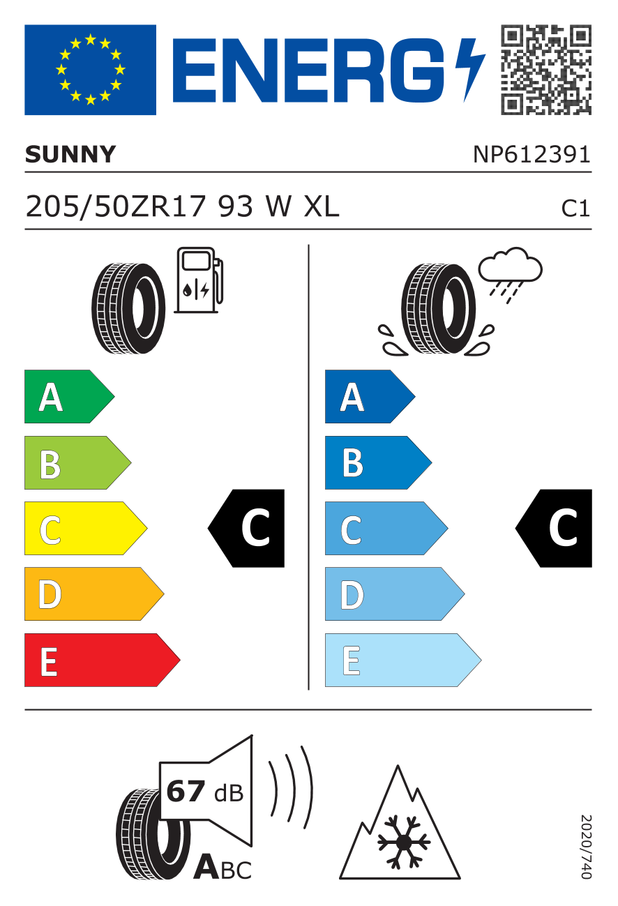 SUNNY NC501XL XL 205/50 R17 93W - европейски етикет
