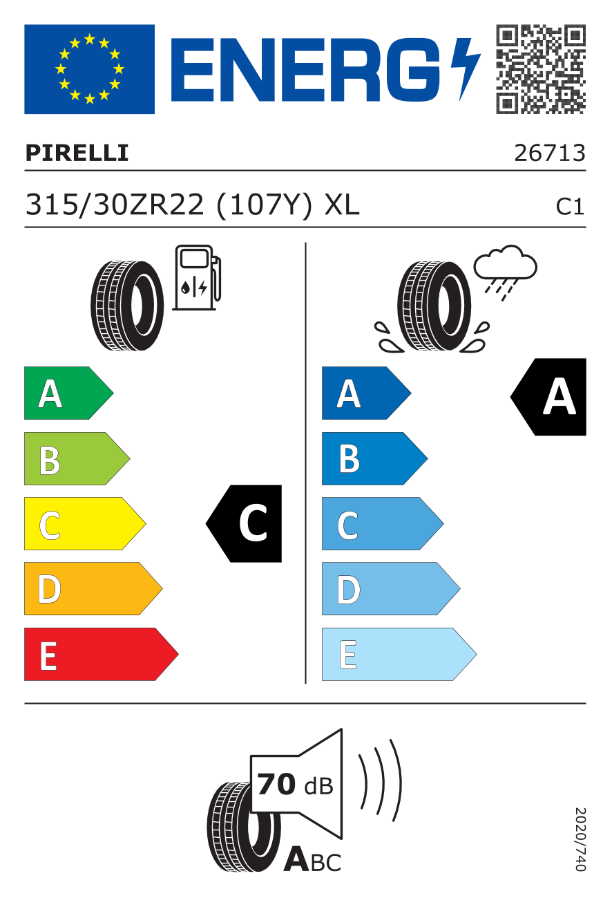 PIRELLI PZERO PORSCHE 315/30 R22 107Y - европейски етикет