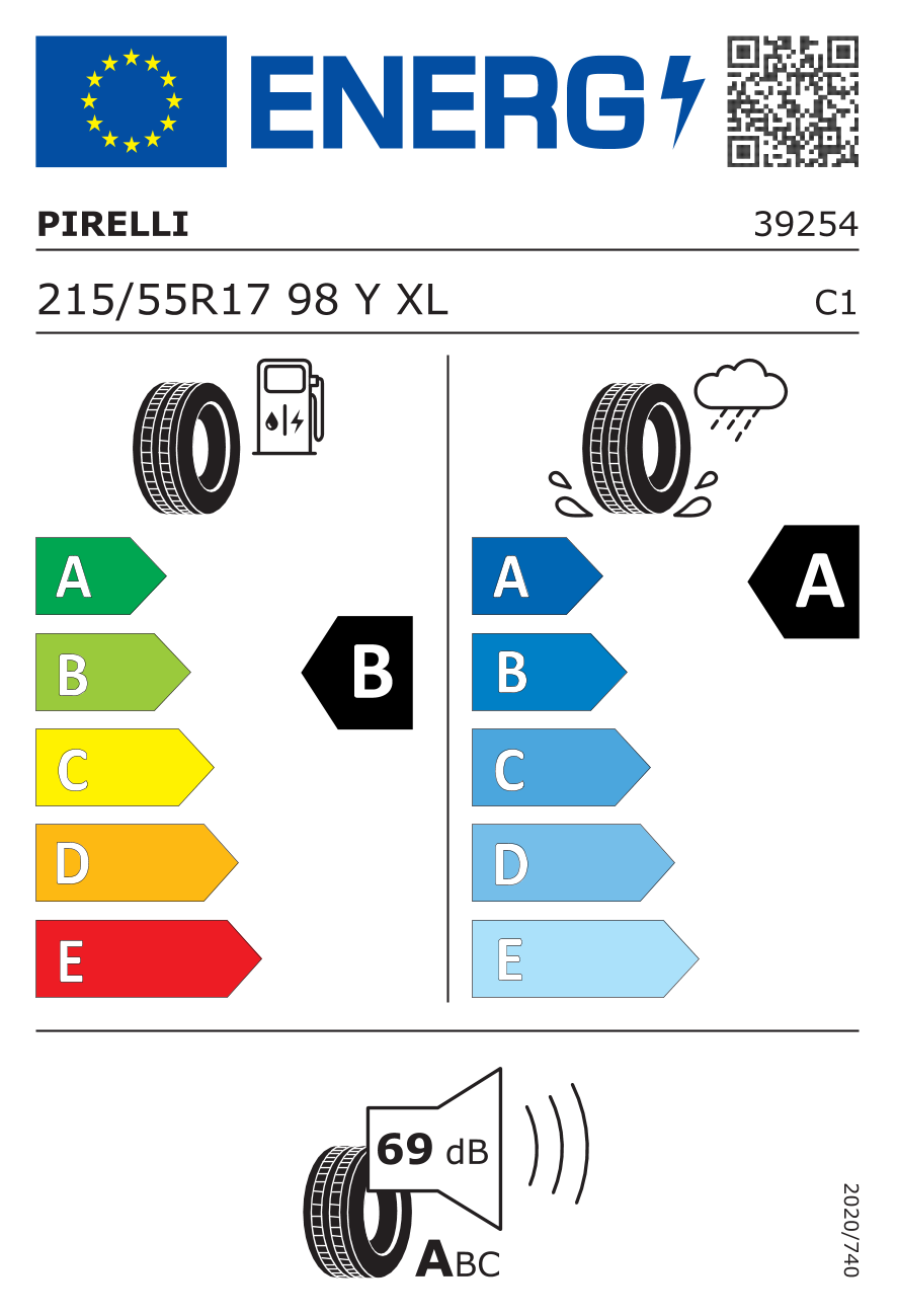 PIRELLI POWERGY XL 215/55 R17 98Y - европейски етикет