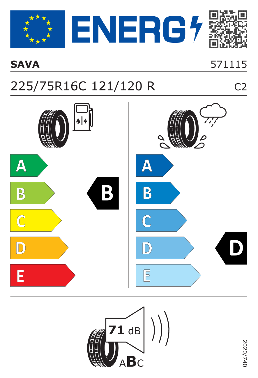 SAVA TRENTA 2 225/75 R16 121R - европейски етикет