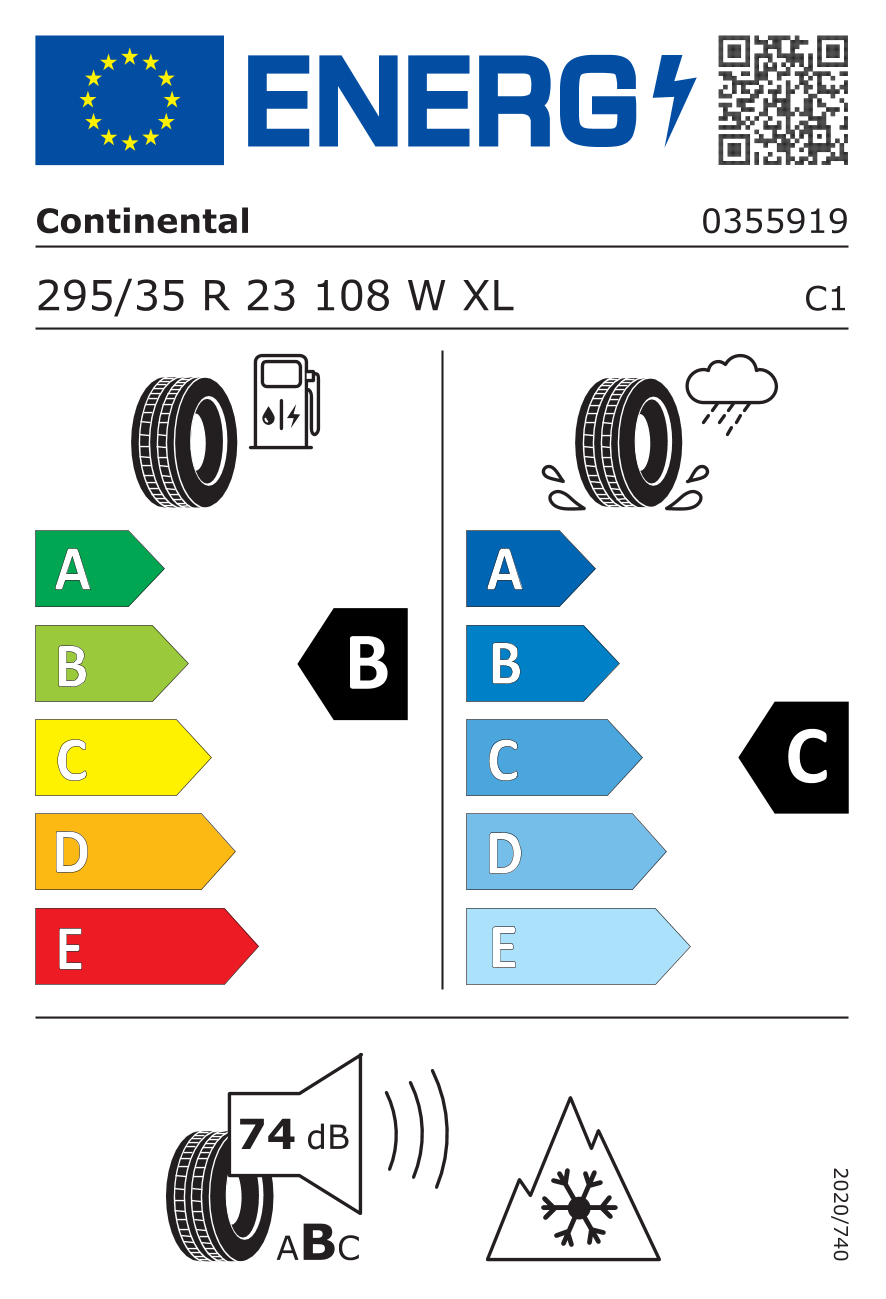 CONTINENTAL WinterContact TS 860 S XL 295/35 R23 108W - европейски етикет