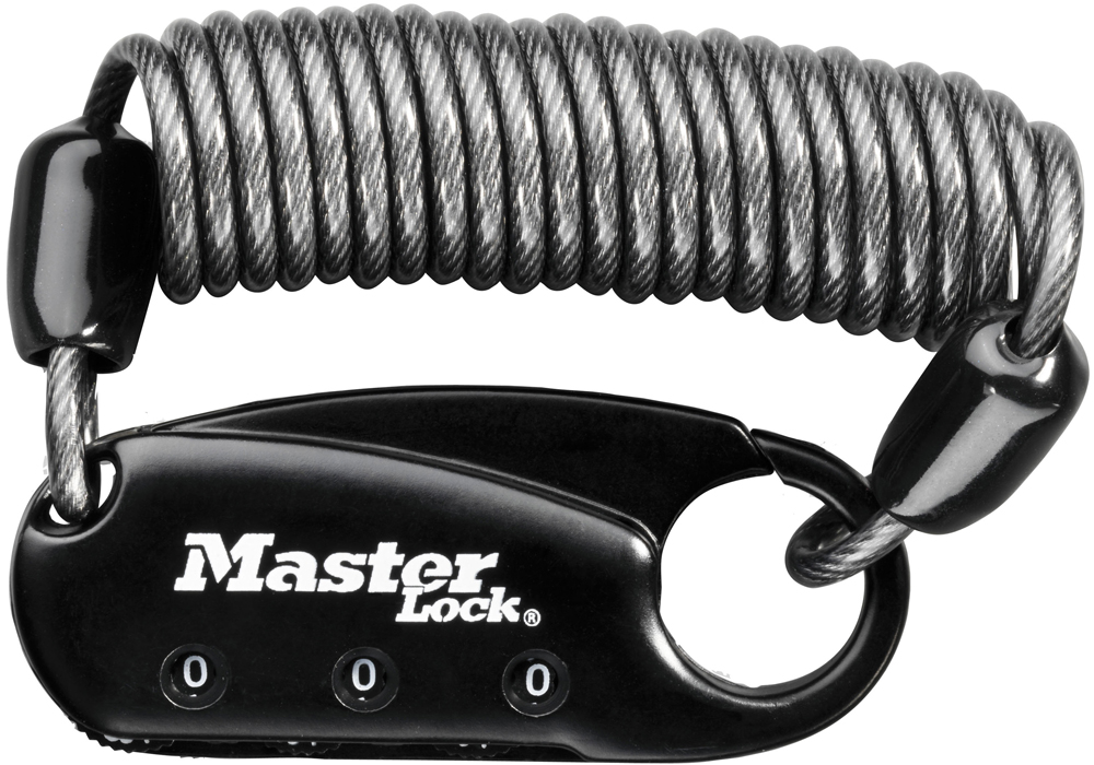 Аксесоари MASTERLOCK Карабинер с код спирала за каска 80см Masterlock 0.9м навиващ кабел